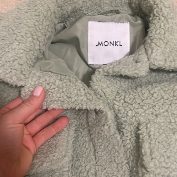 Monki Hazel Fluffy Shacket in Light Sage Green - LIKE NEW - Picture 7 of 7